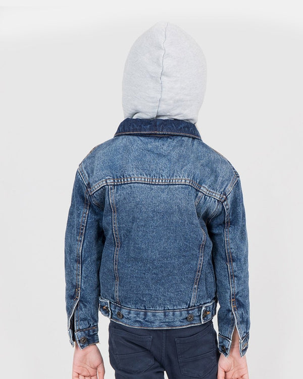 Noroze Denim Blue Sherpa Fleece Hood Jacket