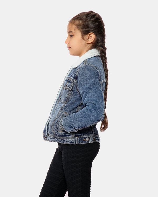 Noroze Denim Blue Sherpa Lined Kids Jacket