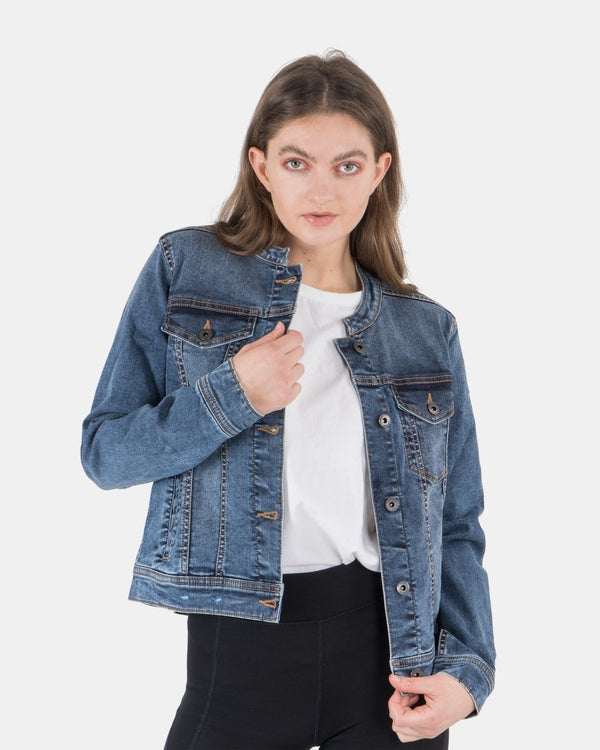 Noroze Denim Blue Womens Casual Biker Jacket