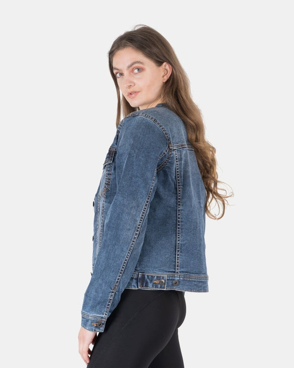 Noroze Denim Blue Womens Casual Biker Jacket