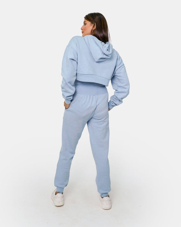 Noroze Dusky Blue Womens Ribbed Hem Hoodie