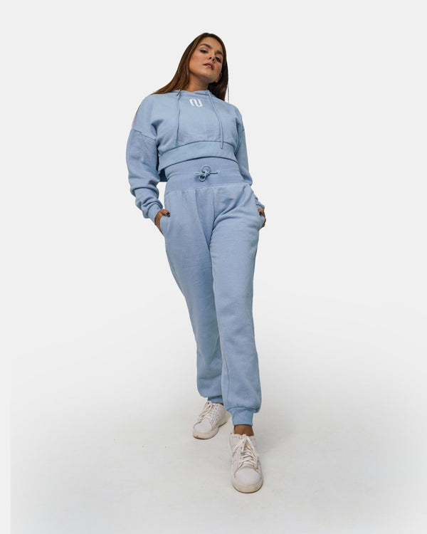 Noroze Dusky Blue Womens Ribbed Hem Tracksuit