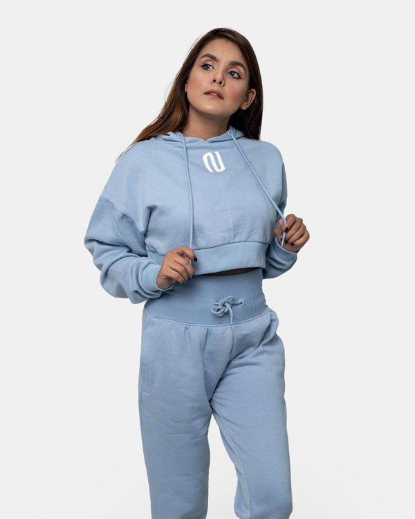 noroze Dusky Blue Womens Ribbed Hem Tracksuit