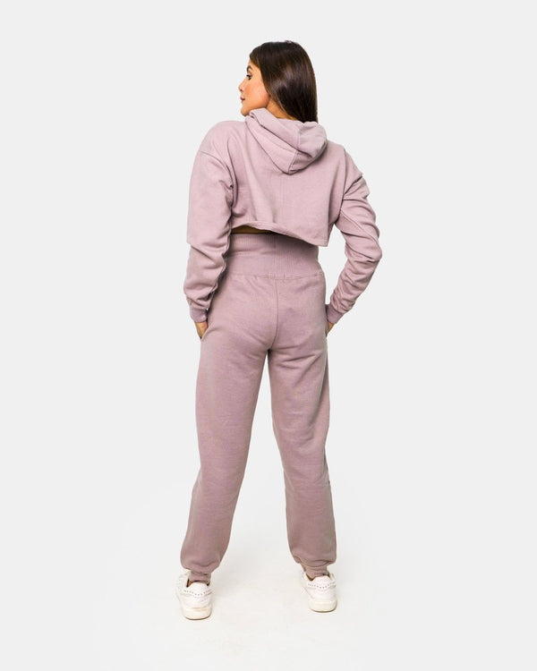 Noroze Dusky Pink Womens Crop Top Hoodie