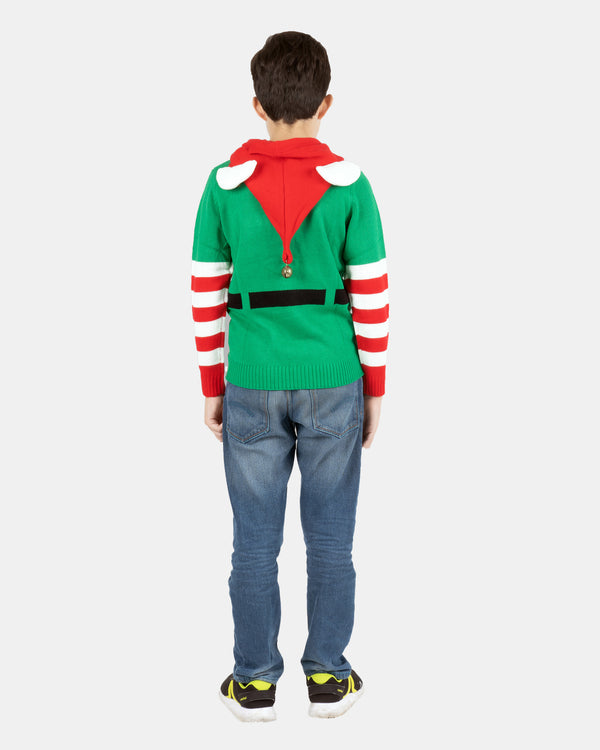 Noroze Elf Candy Cane Green Kids Xmas Jumper