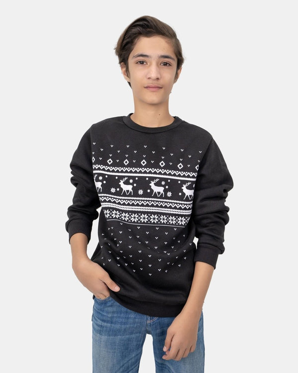 noroze Fairisle Black Kids Christmas Jumper