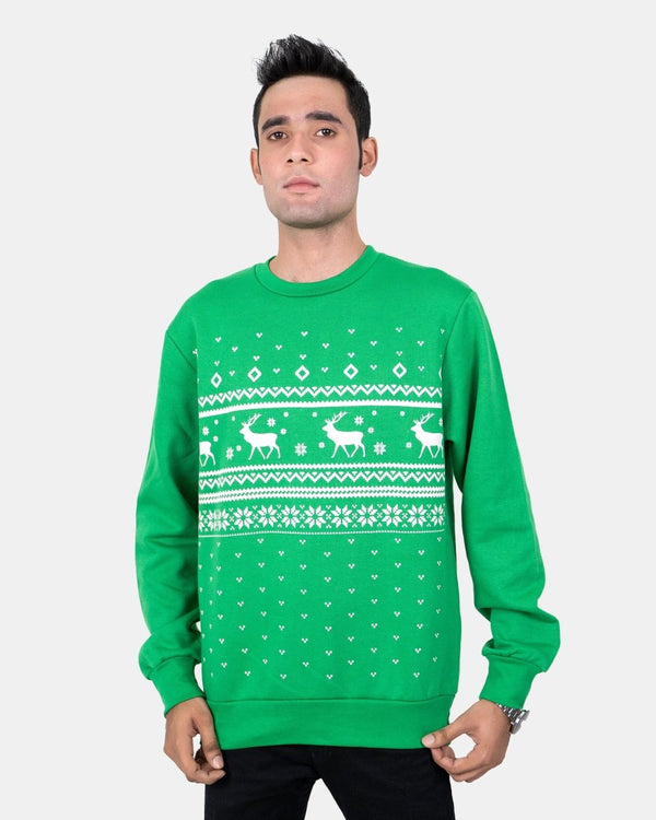 noroze Fairisle Green Mens Christmas Jumper