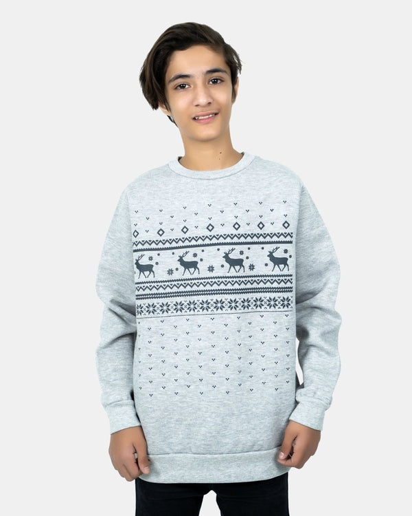 Noroze Fairisle Grey Kids Christmas Jumper