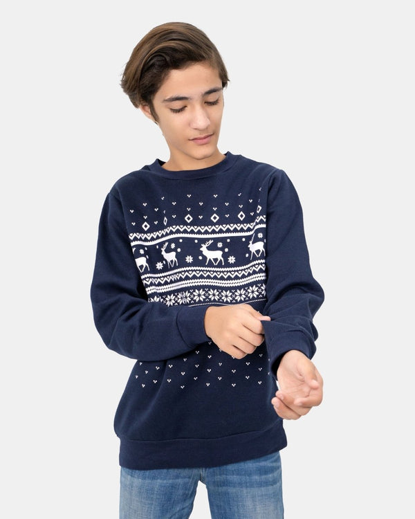 noroze Fairisle Navy Kids Christmas Jumper