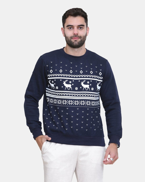 noroze Fairisle Navy Mens Christmas Jumper