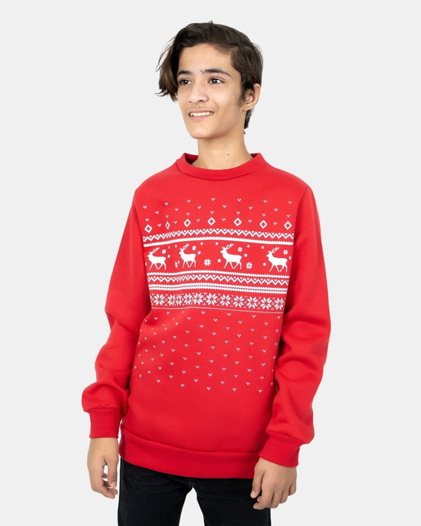 noroze Fairisle Red Kids Christmas Jumper