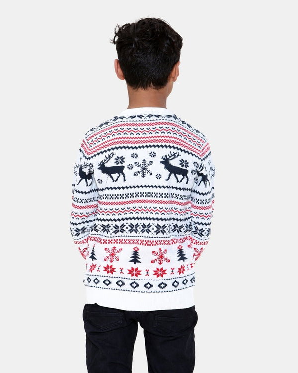 Noroze Fairisle Reindeer Cream Kids Xmas Jumper