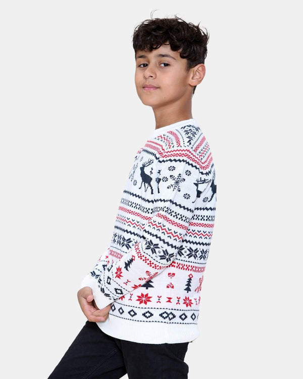 Noroze Fairisle Reindeer Cream Kids Xmas Jumper