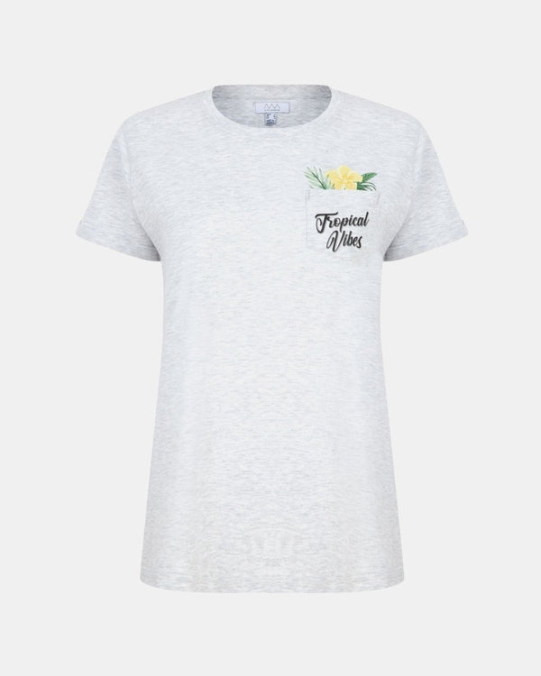 noroze Floral Grey Womens Tropical Vibes T-Shirt