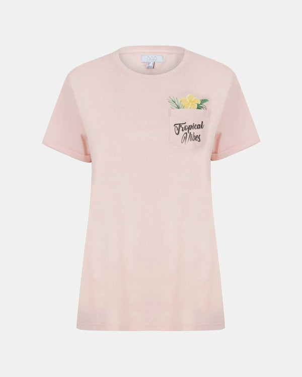 noroze Floral Pink Womens Tropical Vibes T-Shirt