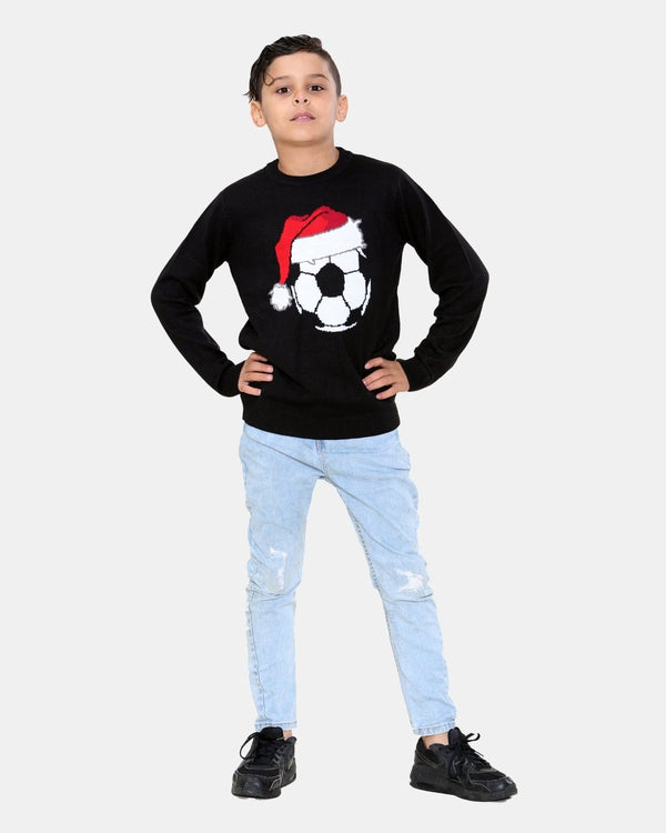 noroze Football Black Kids Christmas Jumper