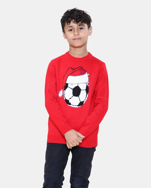 noroze Football Red Kids Christmas Jumper