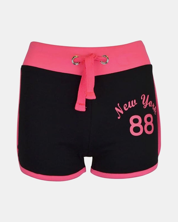 noroze Girls Black New York Print Shorts