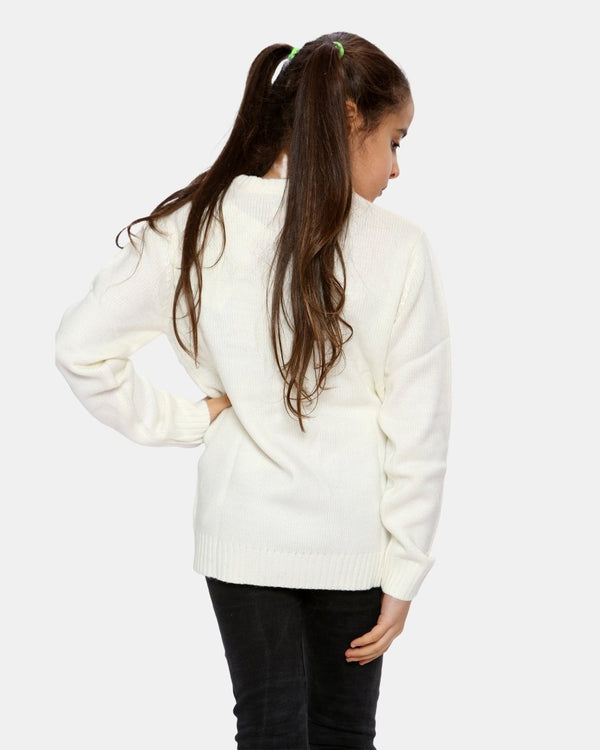 Noroze Girls Reindeer Beige Christmas Jumper