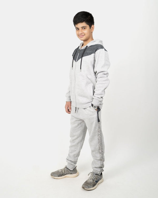 Noroze Grey Black Contrast Kids Tracksuit