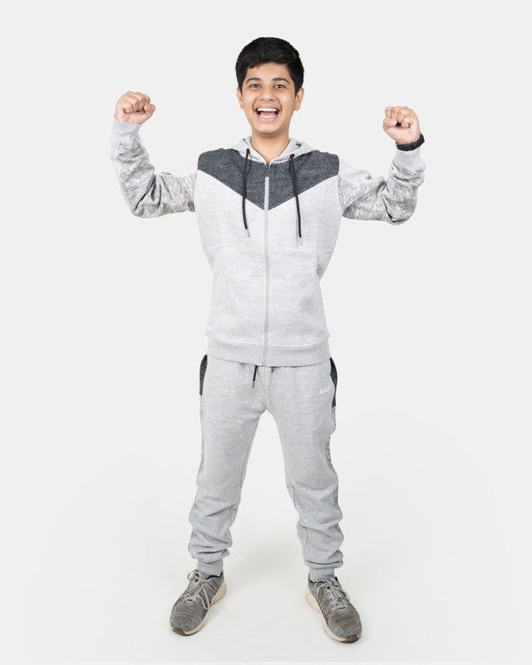 Noroze Grey Black Contrast Kids Tracksuit