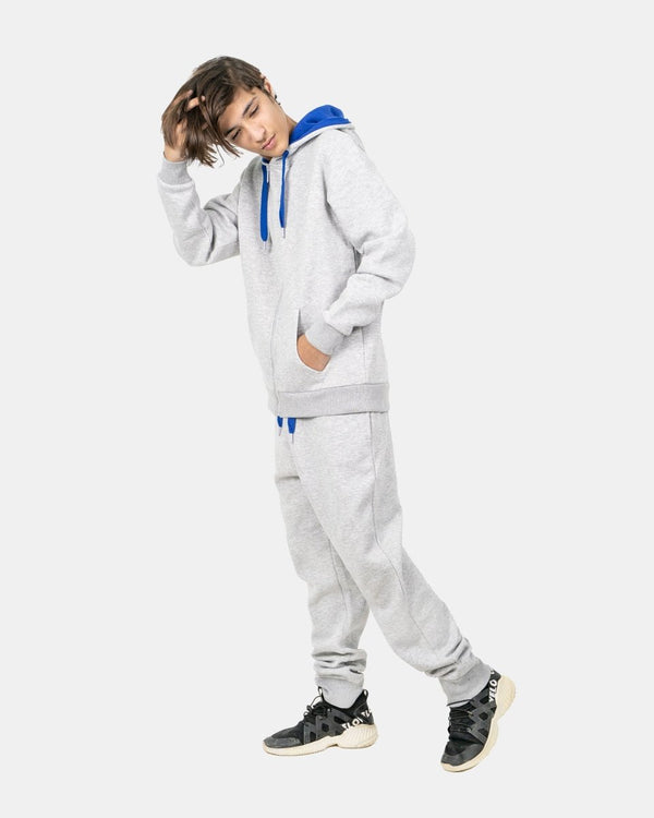 Noroze Grey/Blue Contrast Fleece Tracksuit
