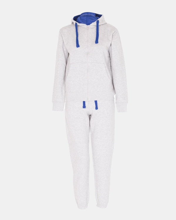 Noroze Grey/Blue Contrast Fleece Tracksuit