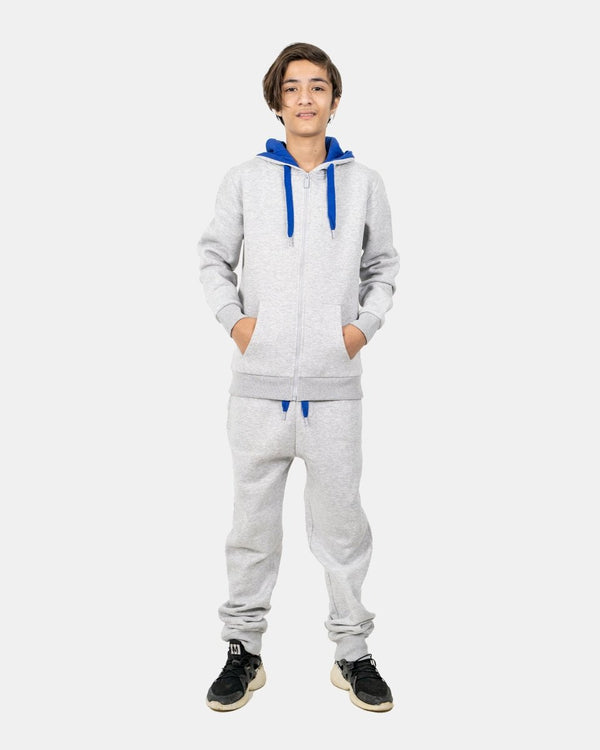 noroze Grey/Blue Contrast Fleece Tracksuit