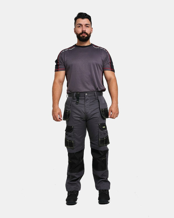 noroze Grey Heavy-Duty Cargo Work Trouser