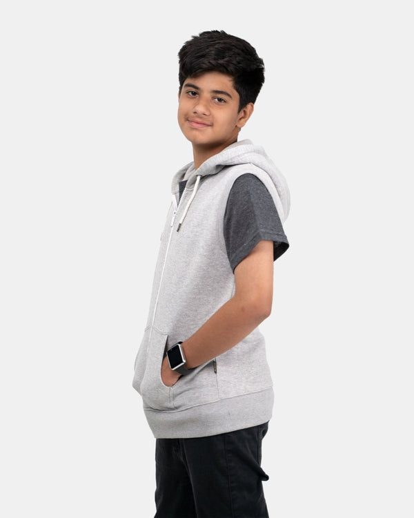 Noroze Grey Kid's Sleeveless Casual Hoodie
