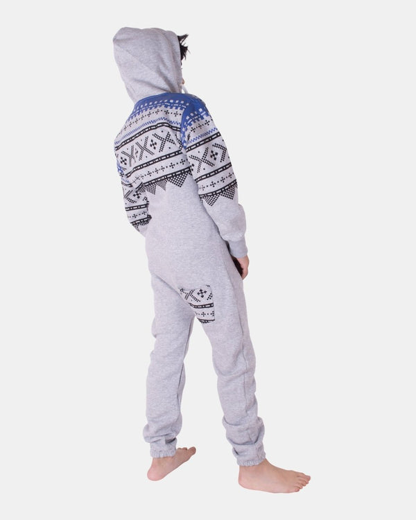 Noroze Grey Kids Aztec Hooded Onesie
