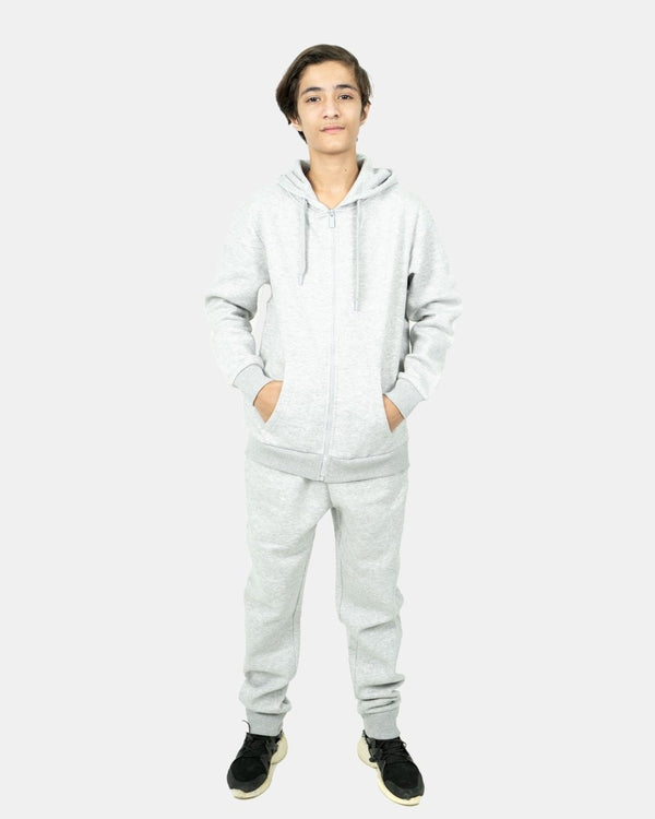 noroze Grey Kids Plain Hooded Tracksuit