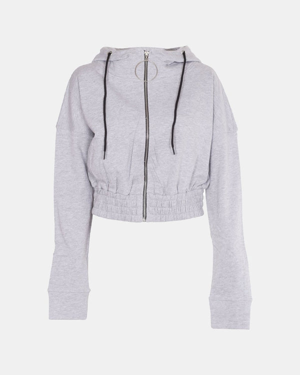 Noroze Grey Ladies Zip-Crop Hoodie