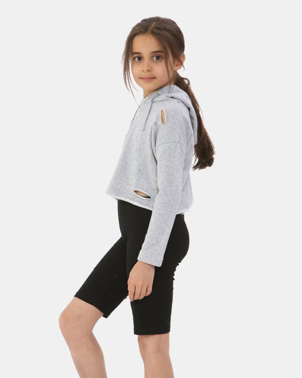 Noroze Grey Marl Girl's Long-Sleeve Hoodie