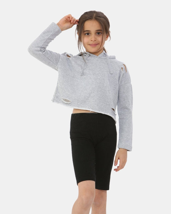 noroze Grey Marl Girl's Long-Sleeve Hoodie