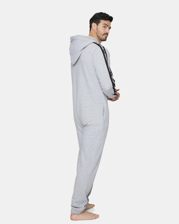 Noroze Grey Men's Plain Contrast Sleeve Onesie