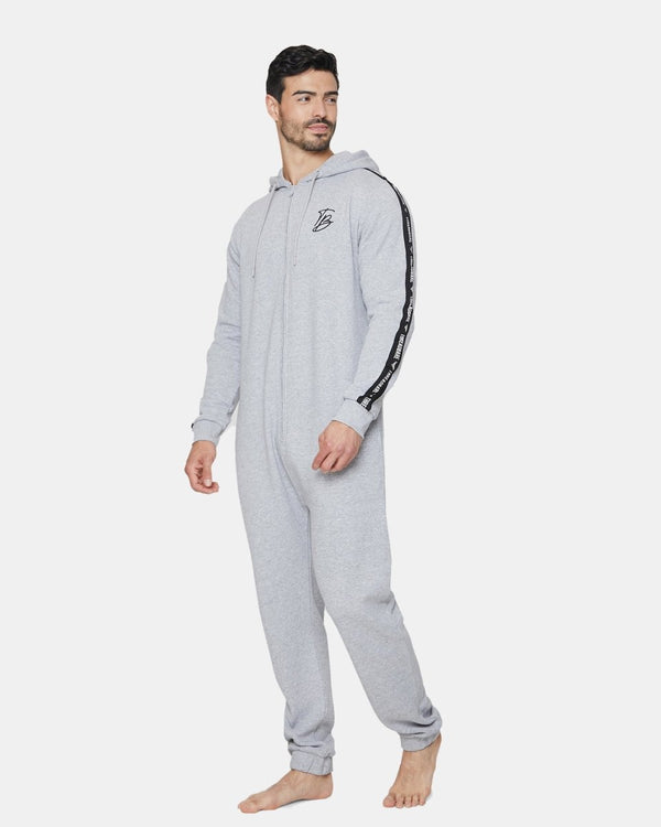 noroze Grey Men's Plain Contrast Sleeve Onesie