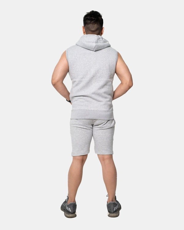 Noroze Grey Mens S-Less Short Tracksuit Set