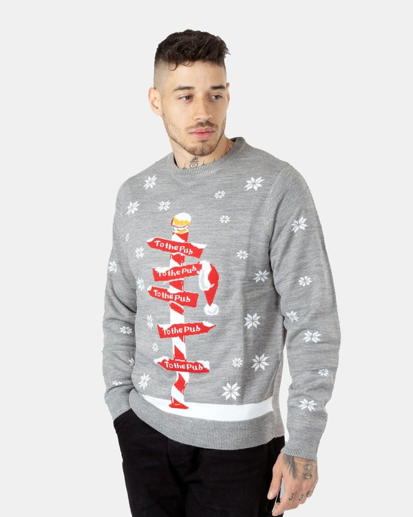 Noroze Grey Pub Reindeer Novelty Jumpers