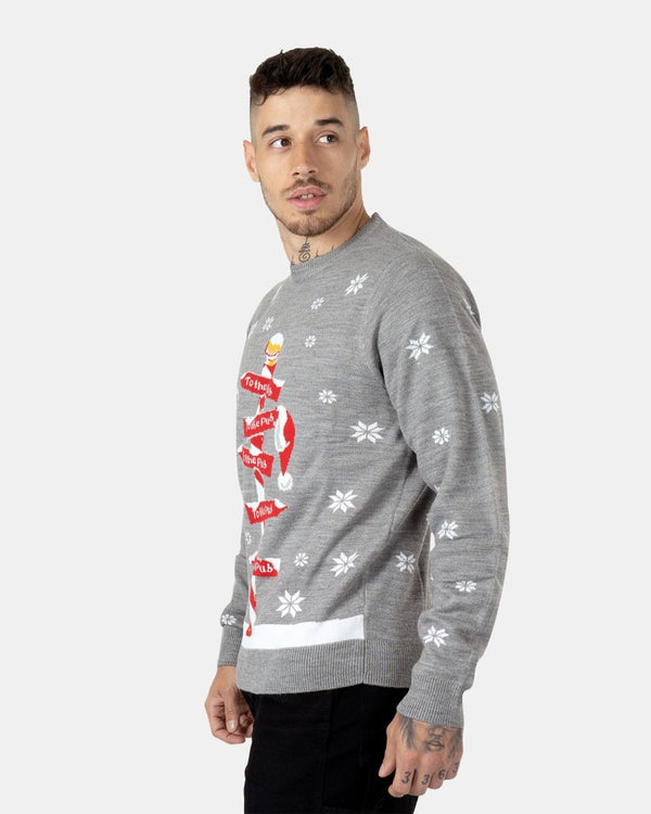 Noroze Grey Pub Reindeer Novelty Jumpers
