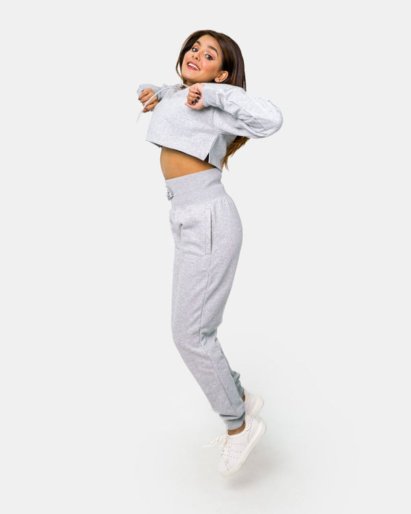 Noroze Grey Womens Crop Top Hoodie