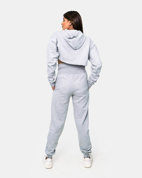 Noroze Grey Womens Crop Top Tracksuit