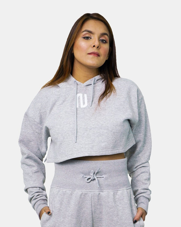 noroze Grey Womens Crop Top Tracksuit