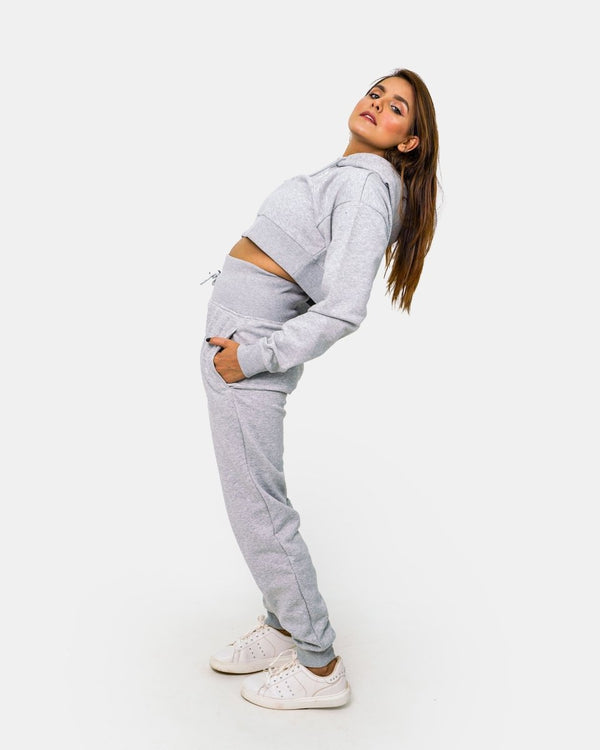 Noroze Grey Womens Ribbed Hem Tracksuit