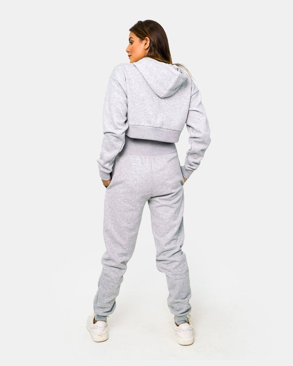 Noroze Grey Womens Ribbed Hem Tracksuit