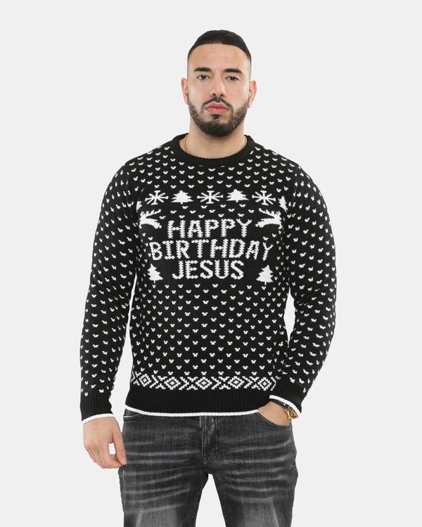Noroze Happy Birthday Jesus Black Jumper