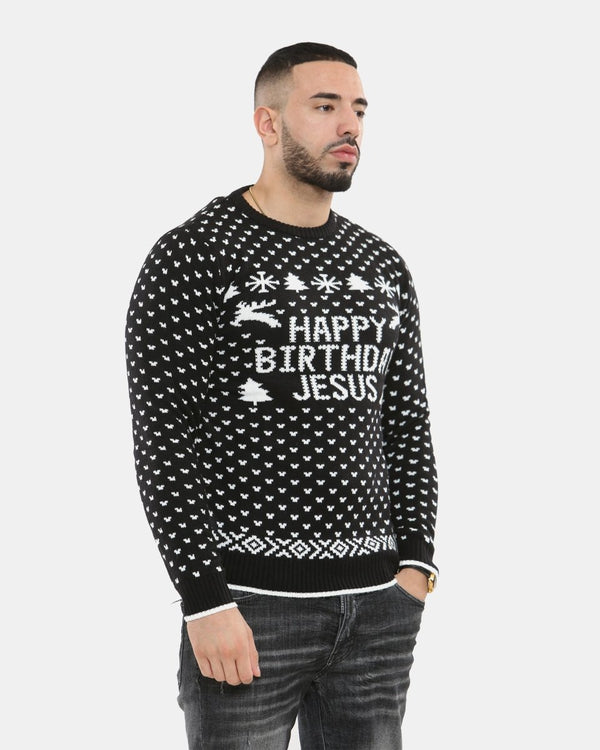 Noroze Happy Birthday Jesus Black Jumper