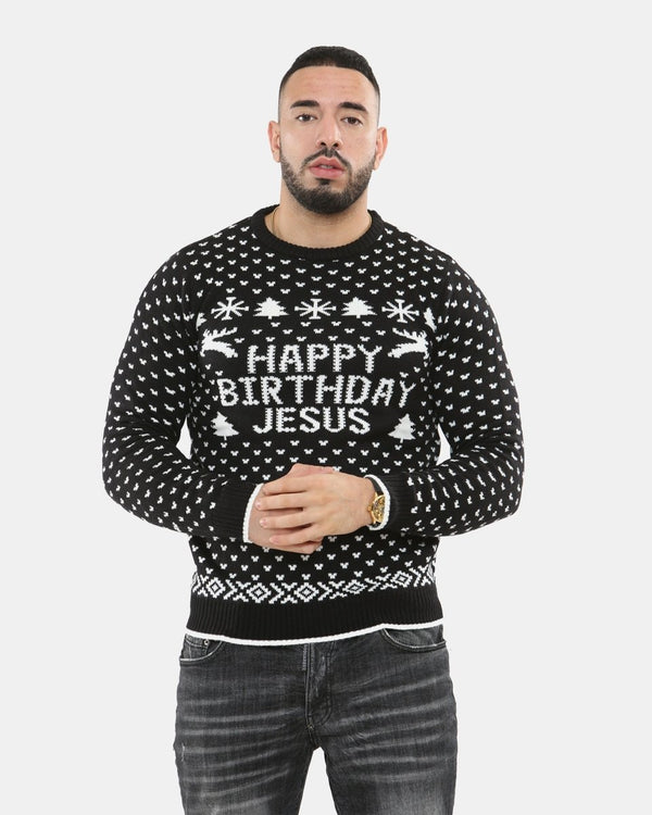 noroze Happy Birthday Jesus Black Jumper