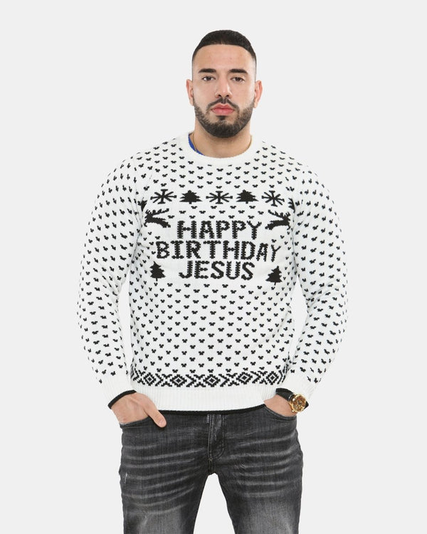 noroze Happy Birthday Jesus Cream Jumper