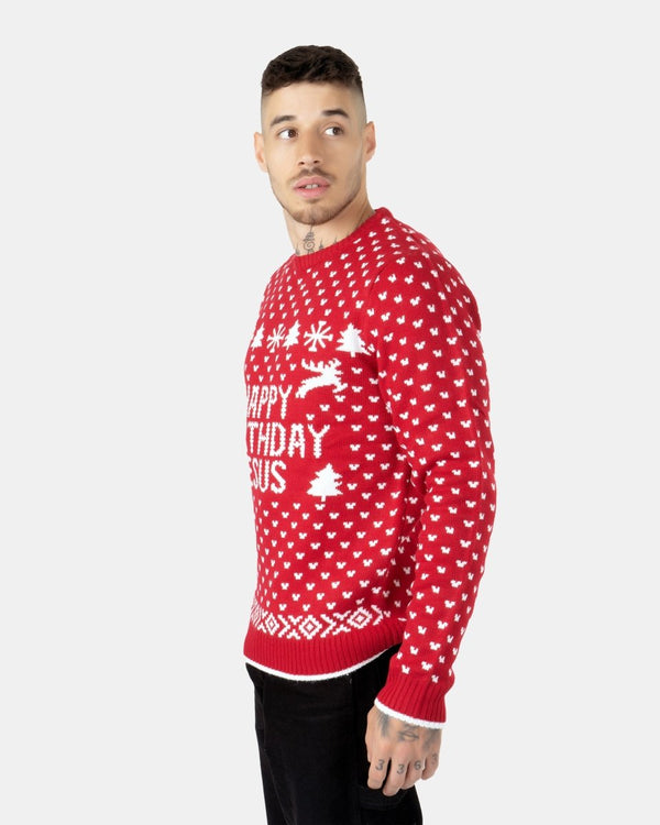 Noroze Happy Birthday Jesus Red Jumper
